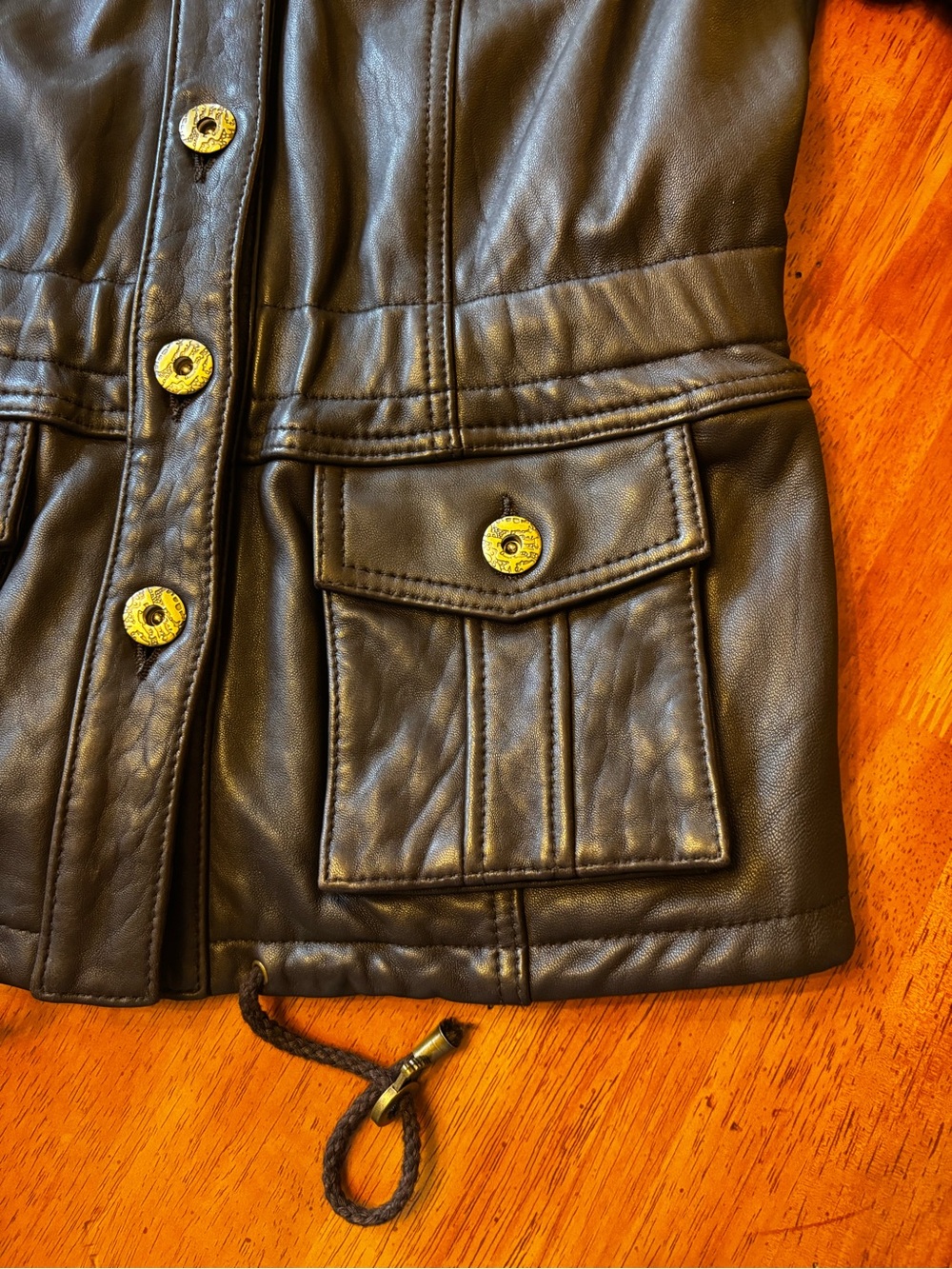 Women’s Bagatelle Vintage Brown Leather Utility Jacket Size L - Picture 9 of 15